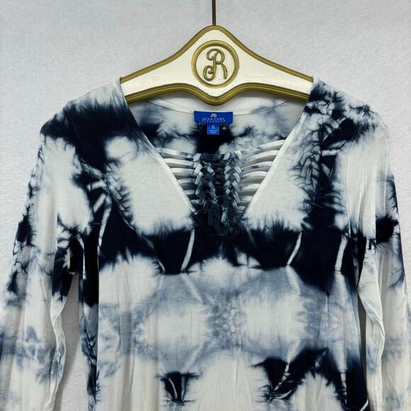 Blue Curl Beachwear Blue White Tie Dye Mini Dress Boho Summer Vacation Women's S - Picture 3 of 11